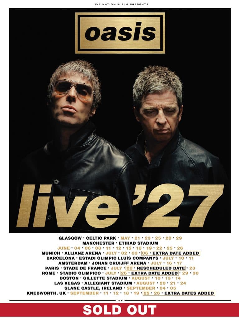 Affiche officielle de la tournée Oasis Live ’27